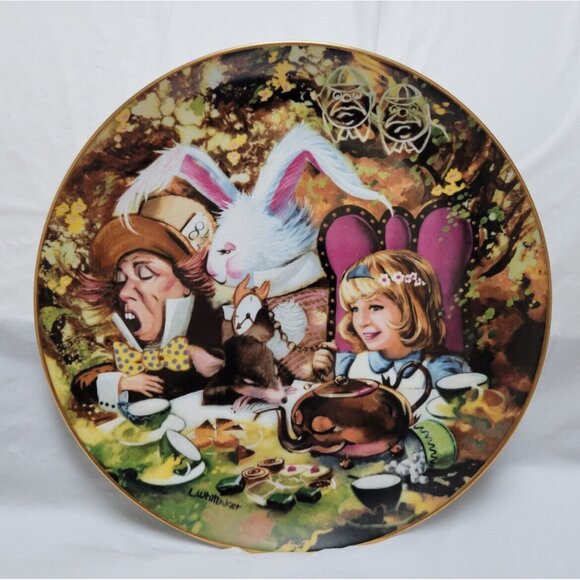 Royal Cornwall Other - 1979 Fantasy World Alice in Wonderland Plate #4 THE MAD HATTER'S TEA PARTY #3027